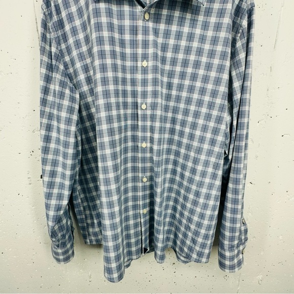 UnTuckIt Men’s size XXL Berklin Blue & White Plaid Ling Sleeve Button Down Shirt - Picture 3 of 14